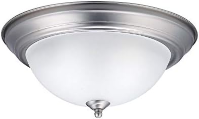 Kichler 8112NI Flush Mount Round Glass Ceiling Lighting, Brushed Nickel 2-Light (14" W x 6" H) 60 Watts, 13.25" Width