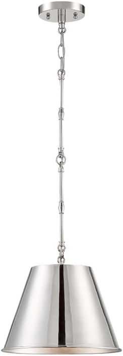 Savoy House 7-232-1-109 Alden Traditional Metal Pendant, 1-Light 60 Watt, 9" H x 12" W, Polished Nickel