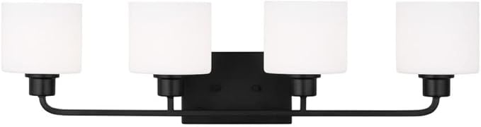 Generation Lighting 4-Light Canfield Modern Bath Fixture Wall Lamp Midnight Black 4428804-112, Bathroom Light Fixture for Home Décor, Wall Sconce Vanity Light Fixture and Bathroom Accessory