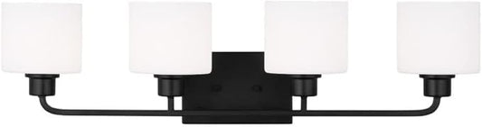 Generation Lighting 4-Light Canfield Modern Bath Fixture Wall Lamp Midnight Black 4428804-112, Bathroom Light Fixture for Home Décor, Wall Sconce Vanity Light Fixture and Bathroom Accessory