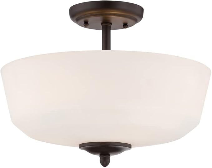 DESIGNERS FOUNTAIN 3-Lights Darcy Semi Flush Mount Ceiling Light, 16 Inch Lighting Fixture for Kitchen, Bedroom, Bathroom, and Hallway, Oil Rubbed Bronze, 15006-SF-34