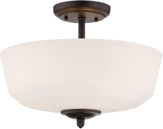 DESIGNERS FOUNTAIN 3-Lights Darcy Semi Flush Mount Ceiling Light, 16 Inch Lighting Fixture for Kitchen, Bedroom, Bathroom, and Hallway, Oil Rubbed Bronze, 15006-SF-34