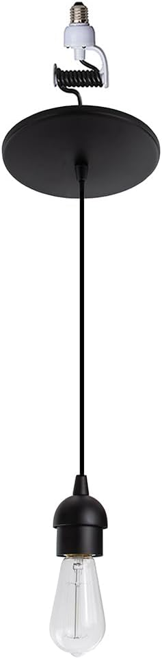 Worth Home Products Instant Pendant Conversion Kit Adapter Only 4"-6" Recessed Light Conversion Kit to Screw-in Pendant (Matte Black - Bulb Not Included)