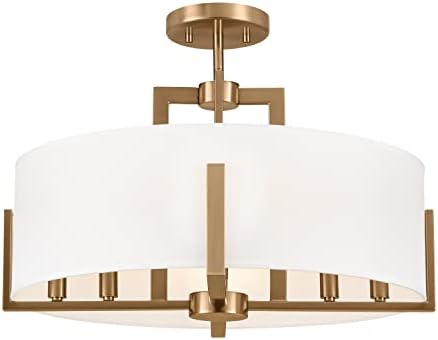 Kichler Malen 52592CPZ Convertible Semi-Flush Inch 8-Light 20˝ with White Fabric Shade in Champagne Bronze