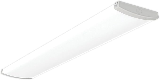 Lithonia Lighting TruWrap 4 Foot LED Ceiling Light Fixture, Low-Profile Wraparound LED Shop Light, Adjustable Lumens, Selectable Warm White/Cool White/Daylight Color, Curved Diffuser, Medium Width