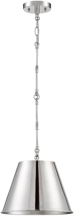 Savoy House 7-232-1-109 Alden Traditional Metal Pendant, 1-Light 60 Watt, 9" H x 12" W, Polished Nickel
