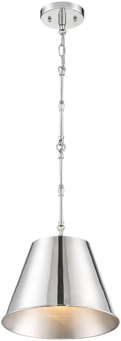 Savoy House 7-232-1-109 Alden Traditional Metal Pendant, 1-Light 60 Watt, 9" H x 12" W, Polished Nickel