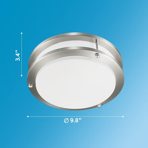 Philips LED Flush Mount Double Ring Ceiling Light 1-Pack Daylight (3000K) 1200 Lumen (16W = 75W) Dimmable Brushed Nickle No Bulbs Required