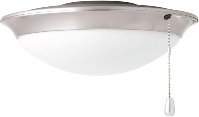 Progress Lighting 1-Light Universal Low Ceiling Fan Light Kit for AirPro Collection Ceiling Fans, Low Profile Design, Includes 1 LED Light Bulb, Brushed Nickel