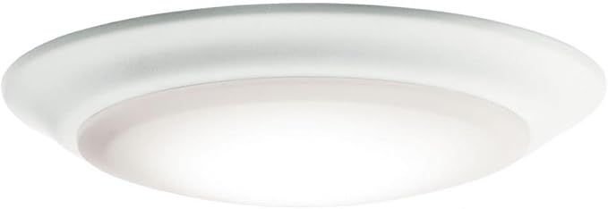 Kichler Gen 1 LED Downlight in White, 7.5” Ceiling Flush Mount Wet Rated Interior Dimmable Light for Living Room, Dining Room, Kitchen, Bathroom and Bedroom, 4000K, (7.5” x 1.5”), 43846WHLED40