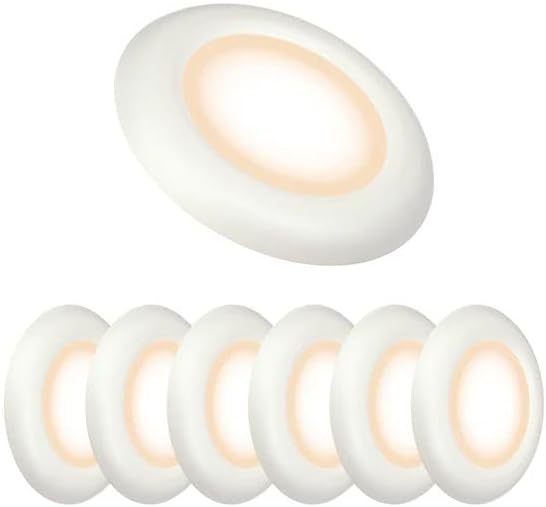 Ultralux 8" LED Flush Mount Ceiling Light – Dimmable, Slim Puck Downlight - Over 50,000 Hours of Energy Efficient LED Light - Multi-Purpose Easy-Install Light Fixture - (6 Pack, Warm White)