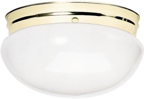 NUVO SF77/986 Two Light Mushroom Flush Mount, Polished Brass/White Glass