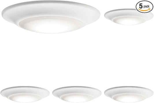 Kichler Gen 1 LED Downlight in White, 6” Ceiling Flush Mount Interior Dimmable Light, 3000K, (6” x 1.5”), 43878WHLED27 (Pack of 5)