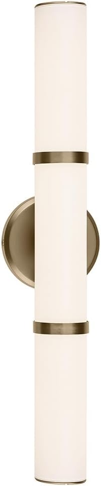 Kichler Rosh 24.25" LED Bathroom Vanity Light Fixture with White Glass in Champagne Bronze, Modern Minimalist Bath Bar for Mirror, Dimmable (24.25" W x 5" H), 55188CPZLED
