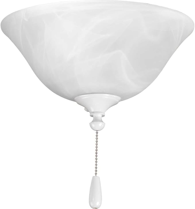 Progress Lighting 2-Light Ceiling Fan Light Kit for AirPro Collection Ceiling Fans, Classic Tranisitonal Style with Alabaster Style Glass Bowl, Includes 2 LED Light Bulbs and Finials in 5 Colors