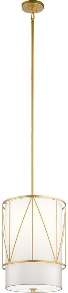 Kichler Birkleigh 18.25" 1 Light Pendant with Satin Etched Glass in Classic Gold