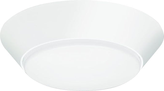 Lithonia Lighting Versi Lite LED Flush Mount Ceiling Light, 3-In-1 Switchable White Light, Dimmable LED Lights for Bedroom, Bathroom, Hallway, 7" Round, White
