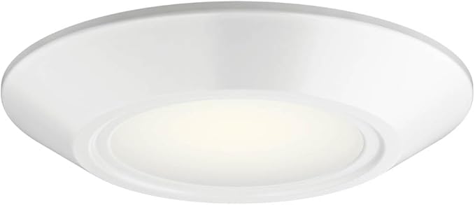 Kichler Horizon LED Downlight in White, 6.4" Flush Mount Interior Dimmable Light, 3000K, Wet Rated Integrated LED, (6.4" W x 1.3" H), 43873WHLED30, White