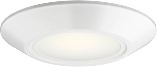 Kichler Horizon LED Downlight in White, 6.4" Flush Mount Interior Dimmable Light, 3000K, Wet Rated Integrated LED, (6.4" W x 1.3" H), 43873WHLED30, White