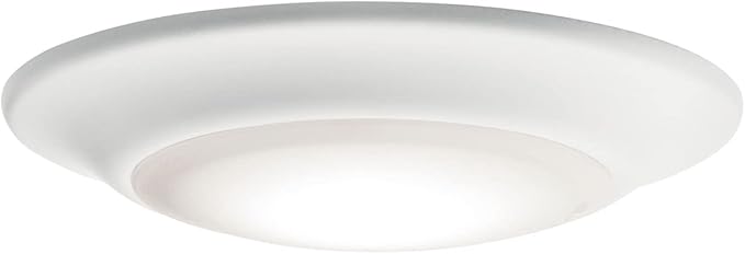 Kichler Gen 1 LED Downlight in White, 6” Ceiling Flush Mount Interior Dimmable Light, 3000K, (6” x 1.5”), 43878WHLED27