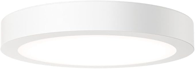 Juno Slim Basics 6 Inch LED Ceiling Light, Low Profile Surface Mount Downlight for Shower or Closet Lighting, 3000K/4000K/5000K Selectable White Light, Edged Trim, Wet Rated, Matte White