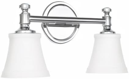 Bathroom Vanity Light Fixtures, Traditional Chrome 2 Lights Wall Sconce Lighting with Opal Glass Shade, Porch Wall Mount Light Fixture for Bathroom, Mirror Cabinets Hallway Stairs