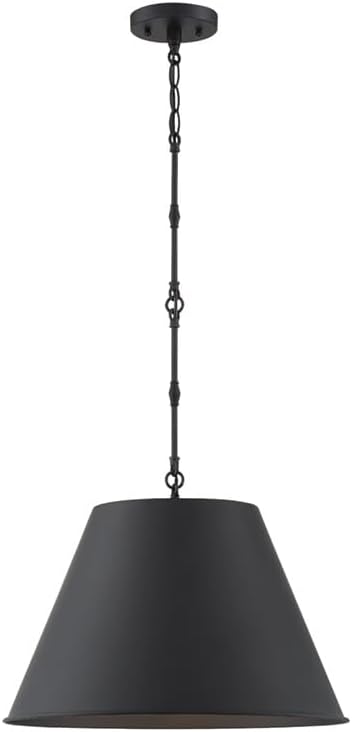 Savoy House 7-231-1-89 Alden Traditional Metal Opaque Pendant, 1-Light 60 Watt, 13" H x 18" W, Matte Black