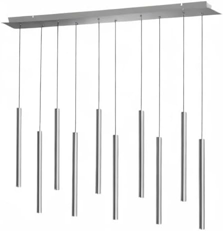CANALIS 10 Mini Pendant Lighting Nickel - LED Hanging Light Fixture for Kitchen Island, Bar, Foyer - Cluster Pendants - Dimmable, Adjustable Wire, Lamp Bulb Included