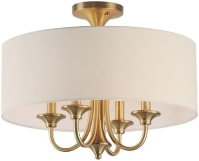 Maxim Lighting Bongo 4-Light Pendant/Semi-Flush Mount | Natural Aged Brass Finish | Linen Shade | Convertible Pendant Ceiling Light | 10013OMNAB
