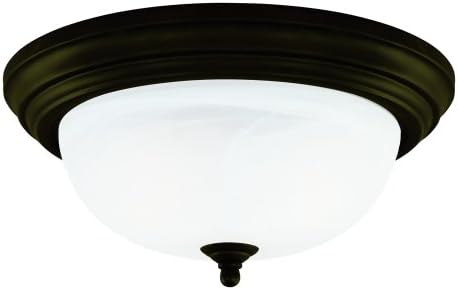 Westinghouse 64290 11-Inch One-Light Flush Mount Fixture, Oil Rubbed Bronze with Frosted White Alabaster Globe