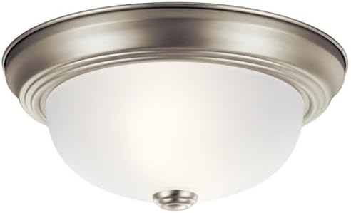 Kichler 8111NI Flush Mount Round Glass Ceiling Lighting, Brushed Nickel 2-Light (12" W x 7" H) 120 Watts