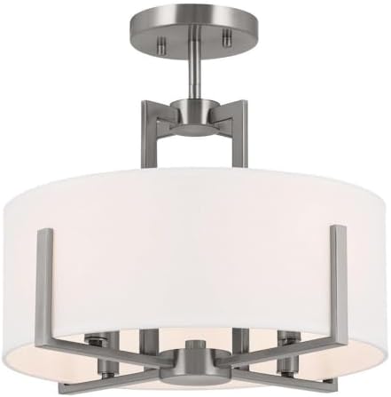 Kichler Malen 4-Light Semi Flush Mount Ceiling Light Fixture, Modern Convertible Semi-Flush or Pendant Light with Fabric Shade in Champagne Bronze, Bedroom or Hallway, (15" Dia x 14.25" H), 52591CPZ