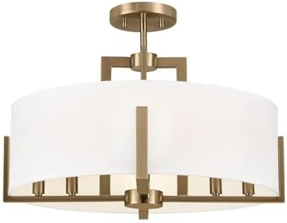 Kichler Malen 52592CPZ Convertible Semi-Flush Inch 8-Light 20˝ with White Fabric Shade in Champagne Bronze