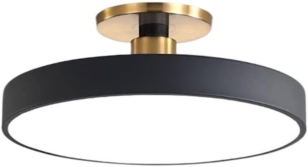 Minimalism Round LED Ceiling Light Modern Semi-Flush Mount Ceiling Lamp Close to Ceiling Light Fixture for Aisles Entrances Cloakroom Corridor Bedroom(Three-Color Light,40cm-Black)