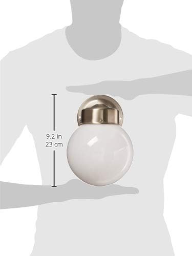 Nuvo SF76/705 Porch Wall Fixture with Globe, Brushed Nickel, Polished Brass