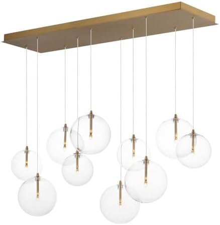 ET2 Lighting E25079-18NAB Global - 18W 10 LED Linear Pendant-8 Inches Tall and 41.75 Inches Wide, Finish Color: Natural Aged Brass