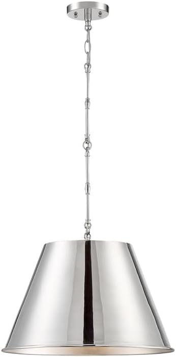 Savoy House 7-231-1-109 Alden Traditional Metal Cone Pendant, 1-Light 60 Watt, 13" H x 18" W, Polished Nickel