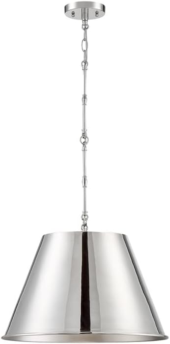 Savoy House 7-231-1-109 Alden Traditional Metal Cone Pendant, 1-Light 60 Watt, 13" H x 18" W, Polished Nickel