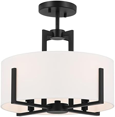 Kichler Malen 52591BK Convertible Semi-Flush 4-Light 15.5˝ with White Fabric Shade in Black