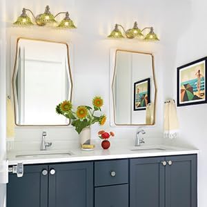 XIEDUN Brushed Nickel Green 3 Light Vanity Light Bathroom Light