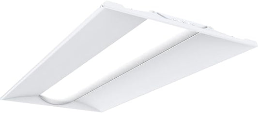 Lithonia Lighting 2x4 LED Troffer Light, Stack Switch LED Lay-in Ceiling Light Fixture, Adjustable Lumens, 3500K/4000K/5000K Switchable Color Temperature, Includes Emergency Battery Backup, White