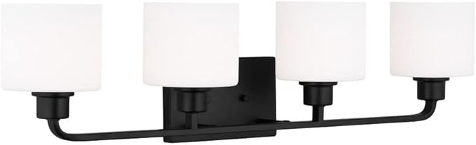 Generation Lighting 4-Light Canfield Modern Bath Fixture Wall Lamp Midnight Black 4428804-112, Bathroom Light Fixture for Home Décor, Wall Sconce Vanity Light Fixture and Bathroom Accessory