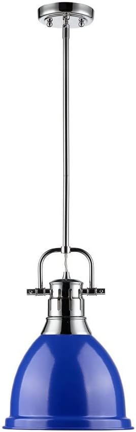 Golden Lighting 3604-S BLK-RD Duncan Pendant, Matte Black with Red Shade