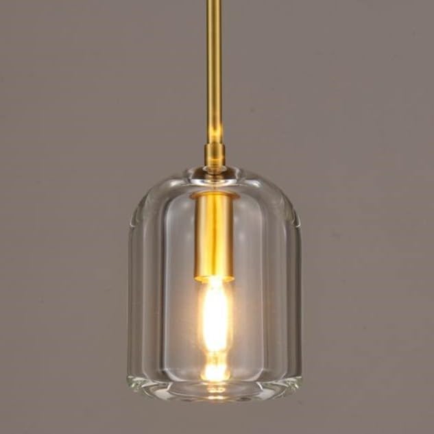 Brass Pendant Light Fixtures,5.1" Modern K9 Crystal Gold Pendant Lights for Kitchen Island Dining Room Living Room Bedroom Bathroom,E12 Bulb Included