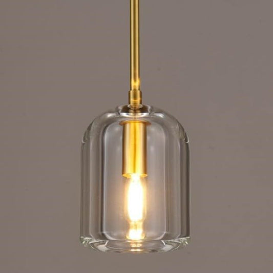 Brass Pendant Light Fixtures,5.1" Modern K9 Crystal Gold Pendant Lights for Kitchen Island Dining Room Living Room Bedroom Bathroom,E12 Bulb Included