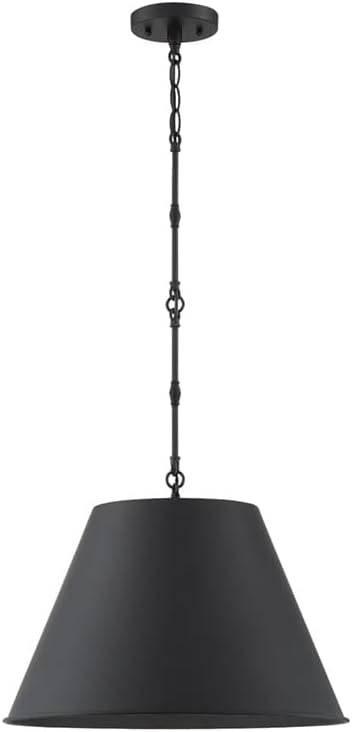 Savoy House 7-231-1-89 Alden Traditional Metal Opaque Pendant, 1-Light 60 Watt, 13" H x 18" W, Matte Black