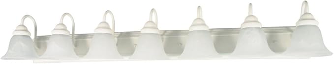 Nuvo Lighting 60/294 Seven Light Vanity, 7, Textured White/Alabaster Glass, Textured White/Alabaster Glass
