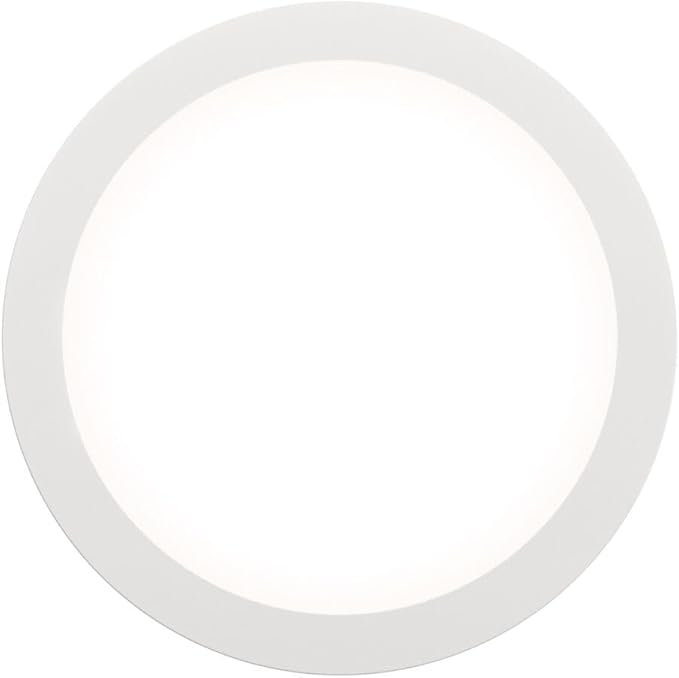 Juno Slim Basics 6 Inch LED Ceiling Light, Low Profile Surface Mount Downlight for Shower or Closet Lighting, 3000K/4000K/5000K Selectable White Light, Edged Trim, Wet Rated, Matte White
