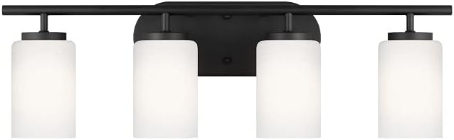 Generation Lighting 4-Light Oslo Bath Fixture Wall Lamp Midnight Black 41163-112, Bathroom Light Fixture for Home Decor, Vanity Light Fixture Uses A19 Standard or LED Light Bulbs