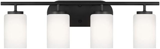 Generation Lighting 4-Light Oslo Bath Fixture Wall Lamp Midnight Black 41163-112, Bathroom Light Fixture for Home Decor, Vanity Light Fixture Uses A19 Standard or LED Light Bulbs